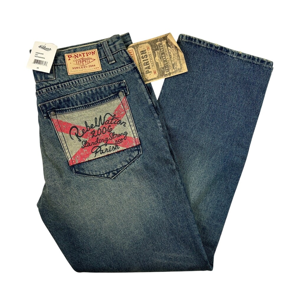 Parish Nation Jeans Mens 38 Testarossa Original Fit Rebel Nation 2006 Distressed